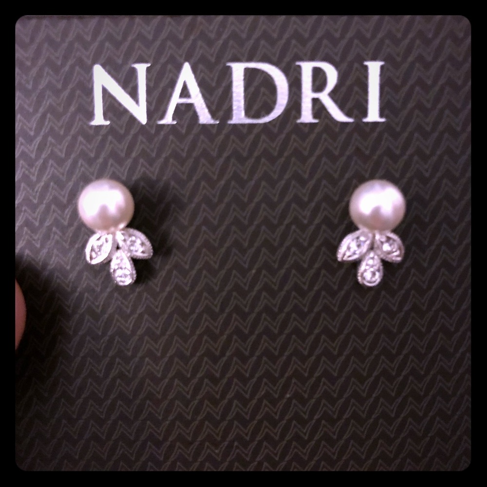 Nadri pearl diamond earrings NEW